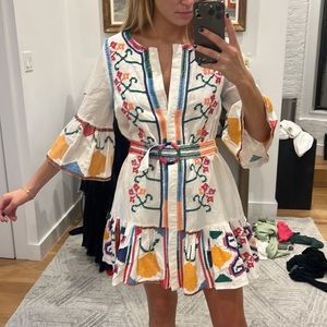 Farm rio white cotton embroidered dress (size XS)